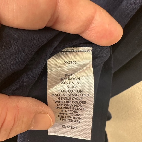 NWOT Halogen Linen Blend Navy Blue Sleeveless Dress Women's Size Large - Picture 3 of 8